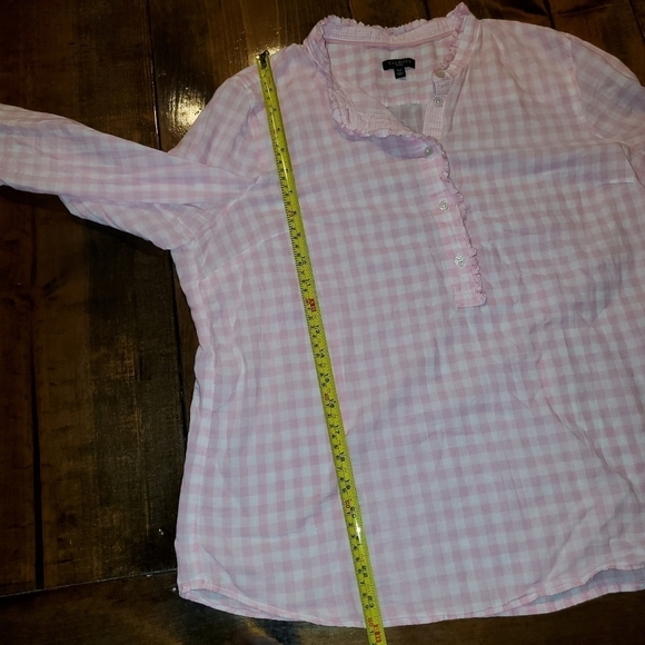 Talbots Large Petite Pink & White Gingham Long Sleeve Top - Picture 10 of 12